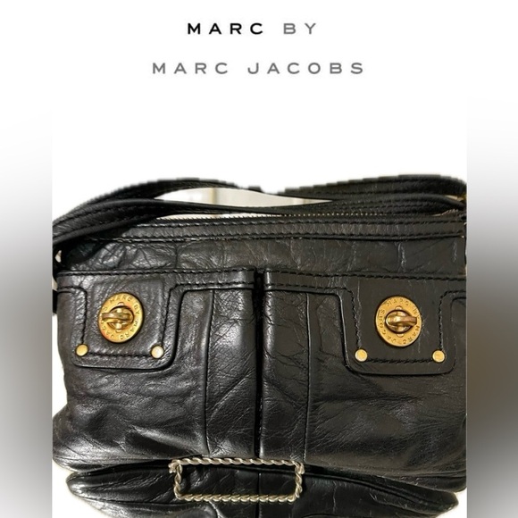 Marc by Marc Jacobs Totally Turnlock ‘Percy’ Black Leather Bag - Picture 1 of 12